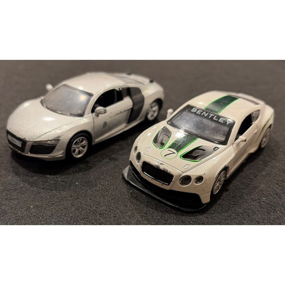 Lot of 2 MSZ Vroom Tech 1:43 Audi R8 GT Diecast Silver & Bentley Continental GT3